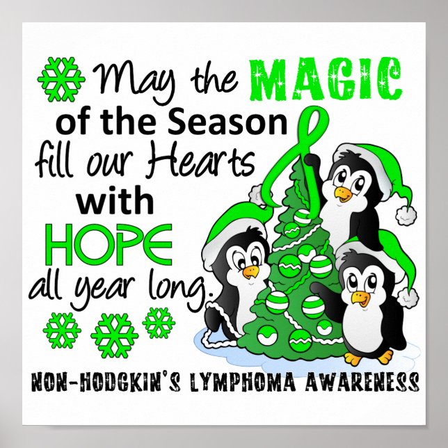 Póster Linfoma de Pingüinos no Hodgkin navidades (Frente)