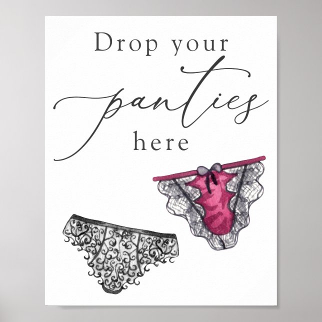 Póster Lingerie Shower Drop Your Panties Here Sign (Frente)