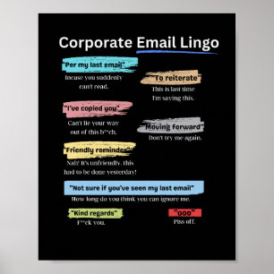 Póster Lingo de correo electrónico corporativo divertido