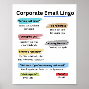 Póster Lingo de correo electrónico de Funny Corporate