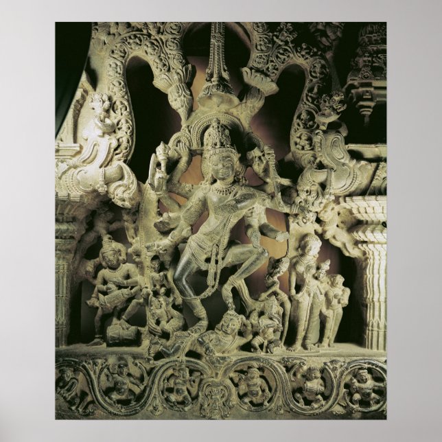 Póster Lintel con Shiva Nataraja, dinastía Kakatiya (Frente)
