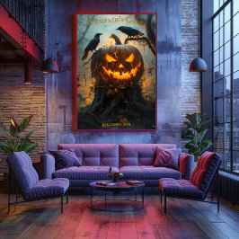 Póster Linterna de Jack Halloween con Calabaza Brillante