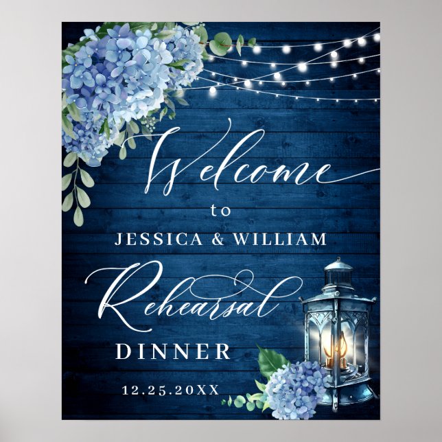 Póster Linterna de madera de Hortensia Azul Boho Cena de  (Frente)