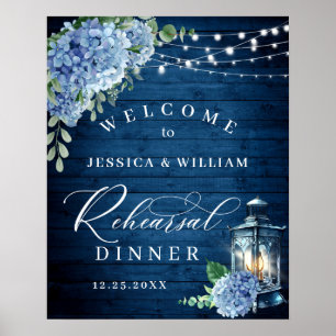 Póster Linterna de madera de Hortensia Azul Boho Cena de 