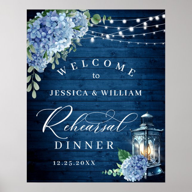 Póster Linterna de madera de Hortensia Azul Boho Cena de  (Frente)
