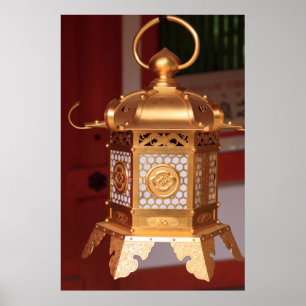Póster Linterna dorada japonesa