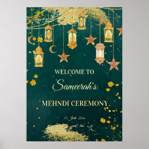 Póster Linternas verdes marroquíes personalizadas Mehndi
