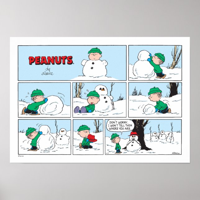 Póster Linus Construye Un Hombre De Nieve (Frente)