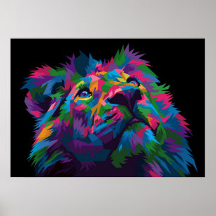 Póster Lion Colorful Lion Head