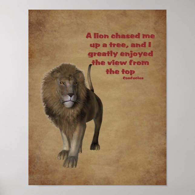 Póster Lion Confucius Cita Inspiradora (Frente)
