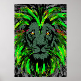 Póster Lion Head Poster Art | Poster de leones verdes