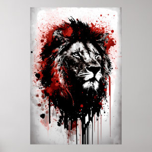 Póster Lion Ink Painting