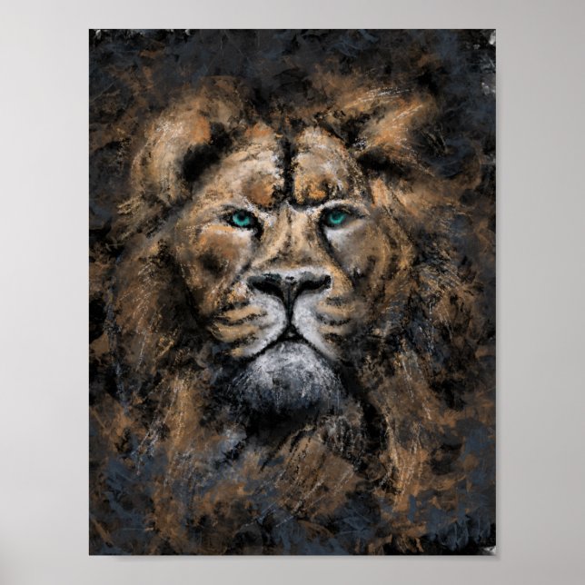 Póster Lion King - Wild Animal Face Abstract Painting Art (Frente)