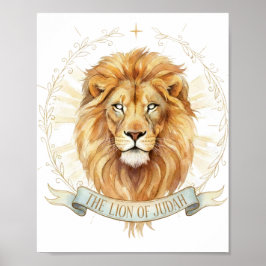 Póster Lion of Judah Christian Wall Art - 8x10 Bold Faith