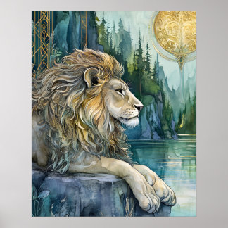 Póster Lion of the Enchanted Realm Fantasy Art 