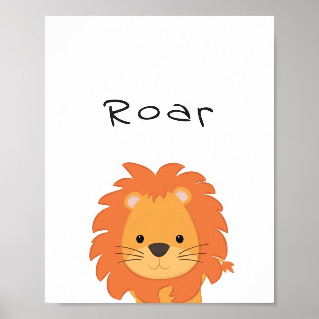 Póster Lion Roar Nursery Poster, Animal Kidsroom Wall Art (Frente)