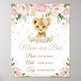 Póster Lion Rubor Pink Floral Baby Shower Momosa Bar Rótu