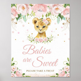 Póster Lion Rubor Pink Floral Baby Shower Sweet Tret