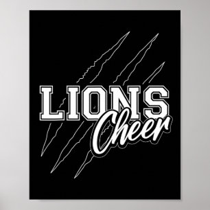 Póster Lions Cheer Equipo de Porristas Espíritu Escolar