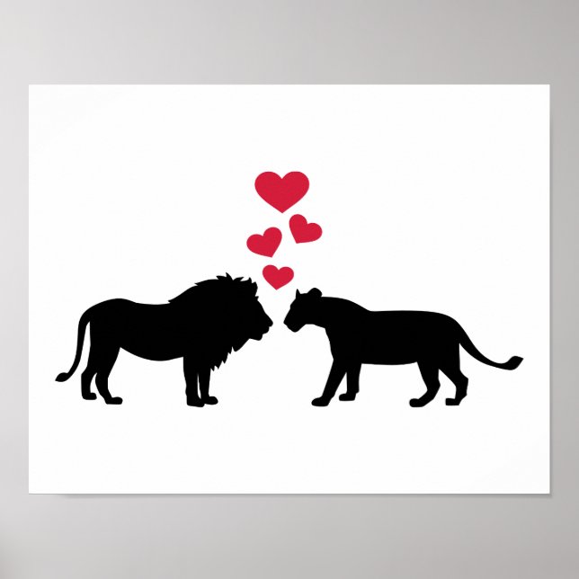 Póster Lions red hearts love (Frente)