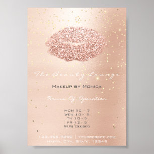 Póster LIps Artista de maquillaje Purpurina Rosa Confetti