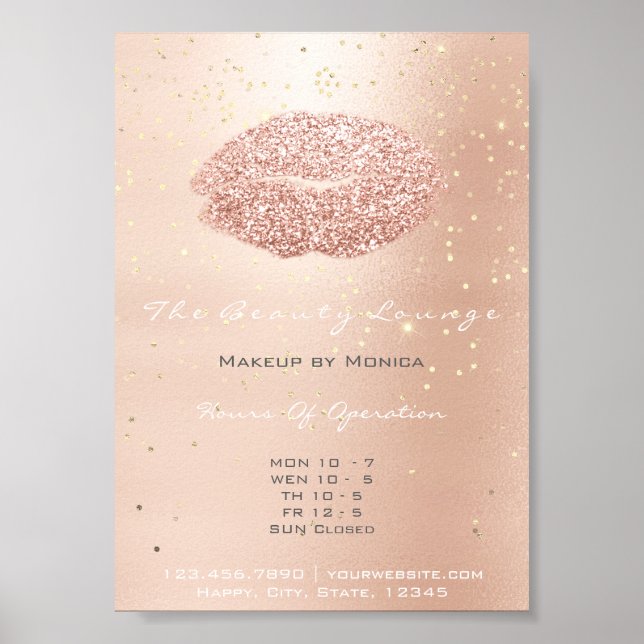 Póster LIps Artista de maquillaje Purpurina Rosa Confetti (Frente)