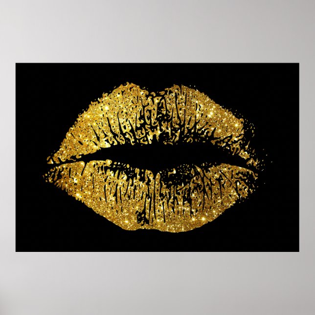 Póster Lips de Purpurina de oro (Frente)