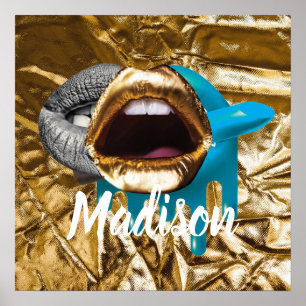 Póster Lips maquillaje Chicas de belleza regalo Personali