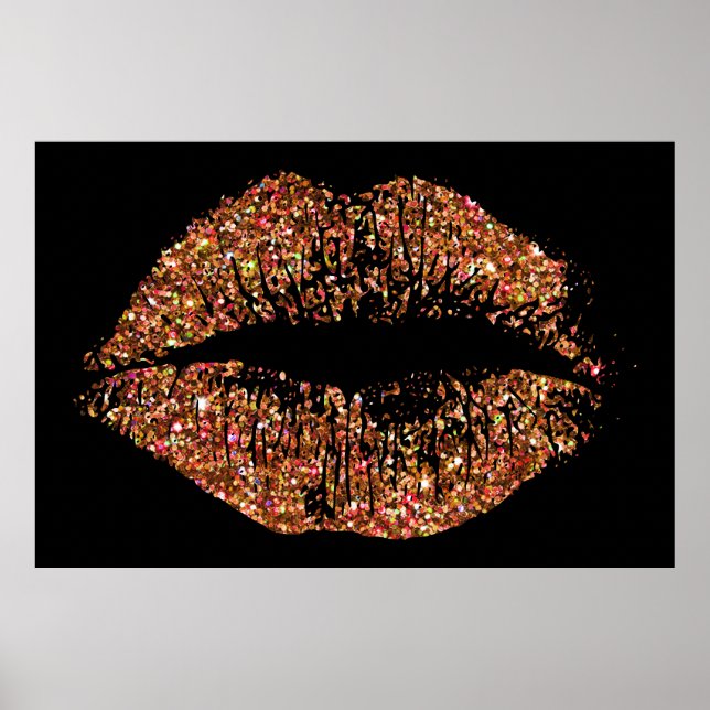 Póster Lips Purpurina naranja (Frente)