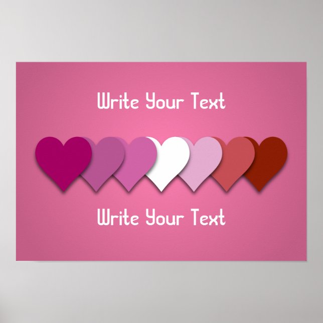 Póster Lipstick lesbian pride hearts with custom text (Frente)