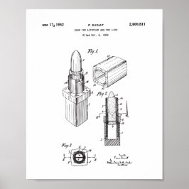 Póster Lipstick Patent Drawing, Women's Bedroom Decor