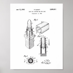 Póster Lipstick Patent Drawing, Women's Bedroom Decor