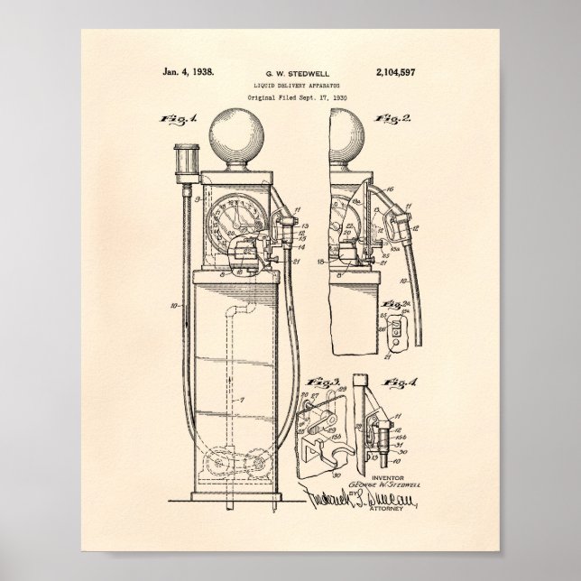 Póster Liquid Delivery 1938 Patent Art Old Peper (Frente)