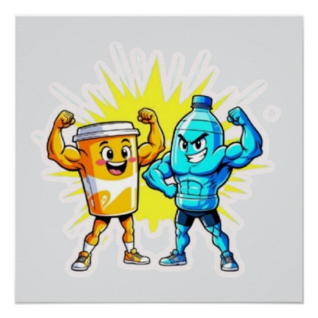 Póster Liquid Strength – Funny Juice & Water Muscle Desig (Anverso)