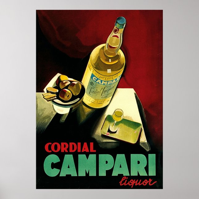 Póster Liquidez cordial ~ Publicidad de alcohol ventilado (Frente)
