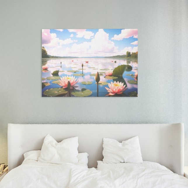 Póster Lirio de agua con nubes rosas reflexionando sobre  (Subido por el creador)