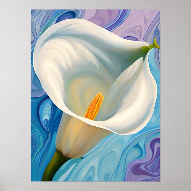 Póster Lirio de Calla Blanca al estilo de Georgia O'Keeff (Frente)