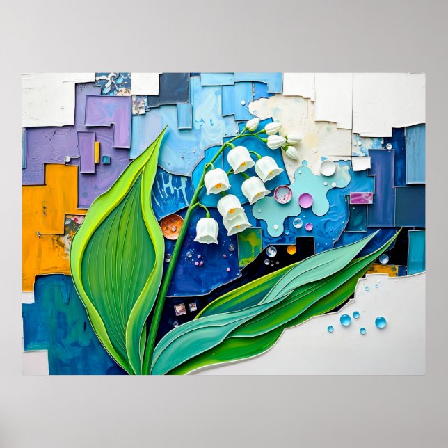 Póster Lirio elegante del valle en la ciudad abstracta mo (Frente)