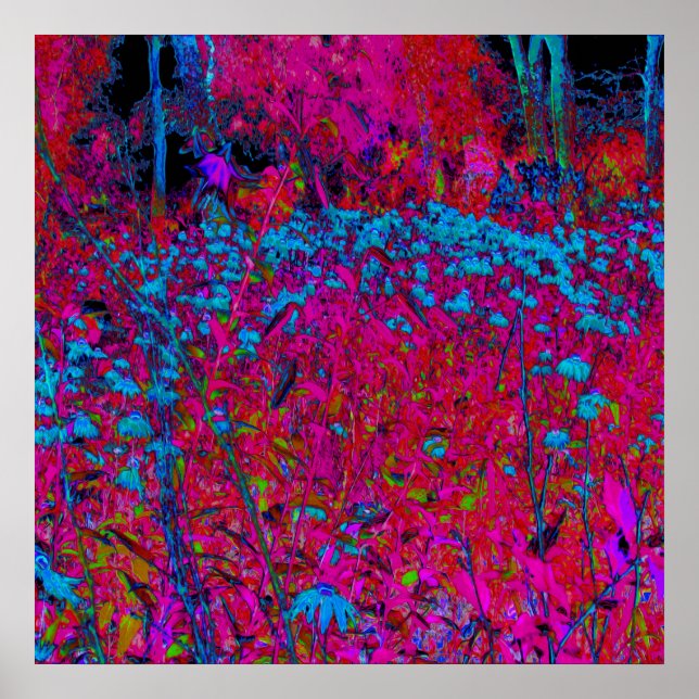 Póster Lirio Flor de Jardín Magenta Púrpura Psicodélico (Frente)
