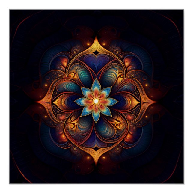 Póster Lirio Fractal Hermoso (Anverso)