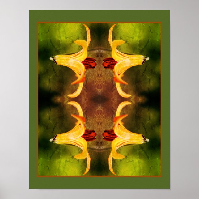 Póster Lirio Salvaje De Canadá E Insectos Abstractos Dolo (Frente)