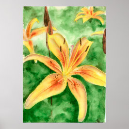 Póster Lirios amarillos en el poster del jardín