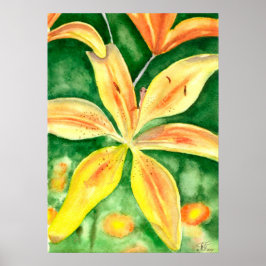 Póster Lirios amarillos en el poster del jardín