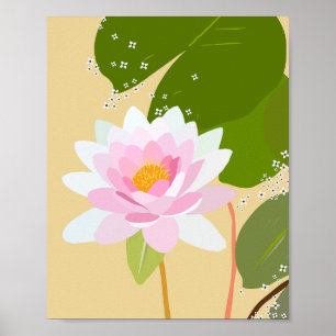 Póster Lirios De Agua 07 Amarillo Y Rosa