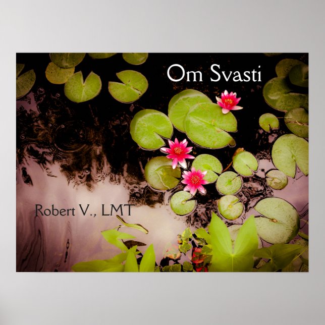 Póster Lirios de agua y estanque de koi (Frente)