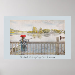 Póster Lisbeth Fishing Carl Larsson Vintage