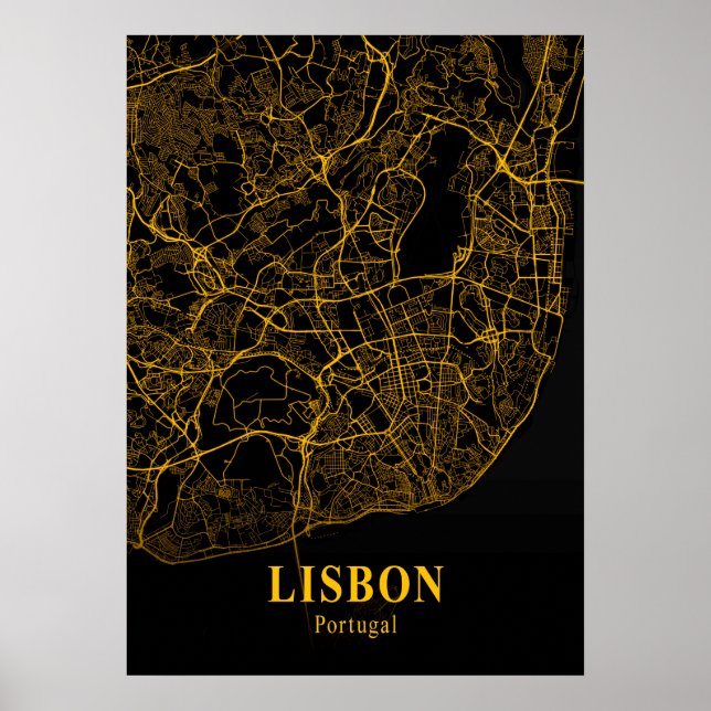 Póster Lisboa - Portugal Mapa de la ciudad de oro (Frente)