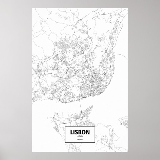 Póster Lisboa, Portugal (negro sobre blanco) (Frente)
