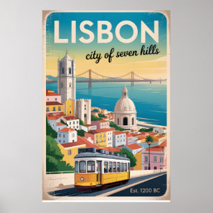 Póster Lisboa Portugal Retrato del cielo Ciudad Paisaje V