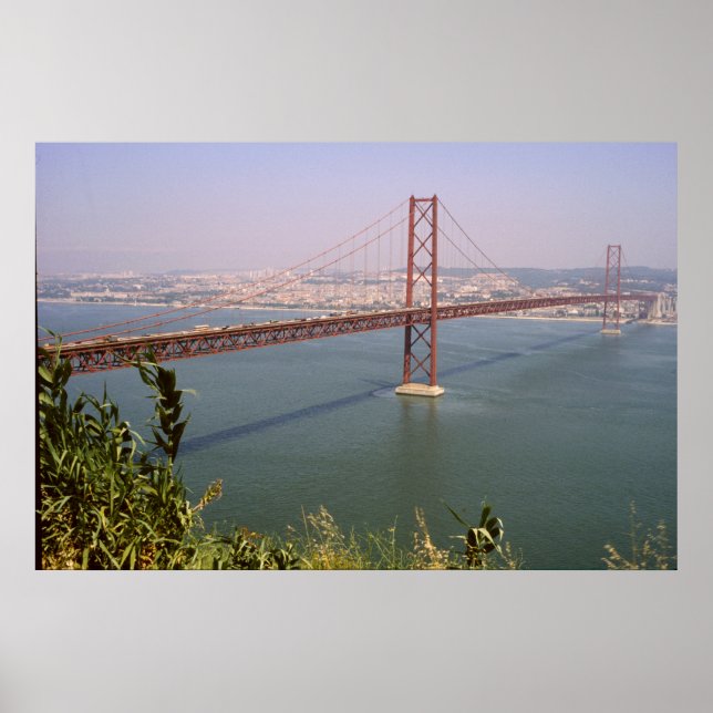 Póster Lisboa Portugal Río puente 25 de abril Tejo (Frente)